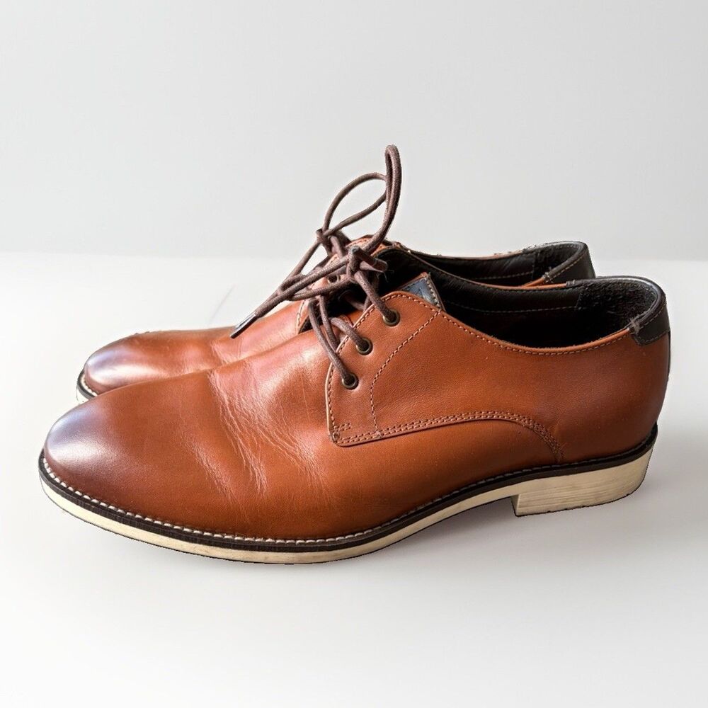 Section X Mens Dress Shoes Size 12 Brown Leather Jeremiah Plain Toe Oxfords